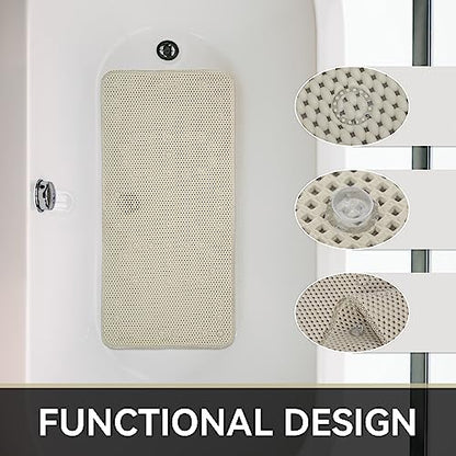 Bathtub Mat Non Slip Ivory 36” X 17” Shower Mat Soft Foam Bath Mats for Bathroom Tub, Bathtub Mat with Drain Holes, Suction Cups, Shower Mat Non Slip - color: Ivory