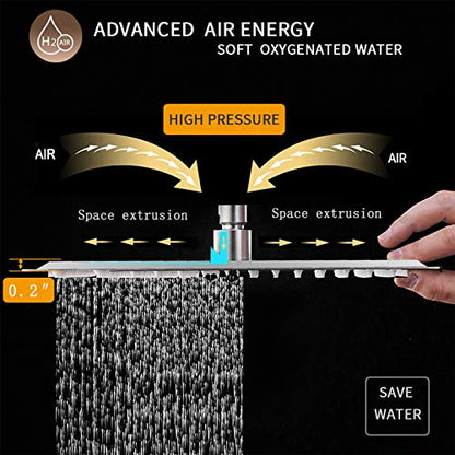 10" Rain Shower Head High Pressure Rainfall Shower Head Brushed Nickel | Square Rain Bathroom Showerhead, High Flow, Large Stainless Steel, Ceiling Mounted, Wall Mounted, Waterfall Full Body - color: Brushed Nickel, size: 10 Inch