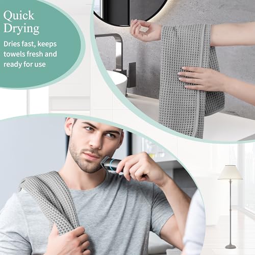 Microfiber Waffle Hand Towels, 2 Pieces, Soft, Absorbent, Fast Drying, Lint Free 430 GSM (Silver) - color: Silver