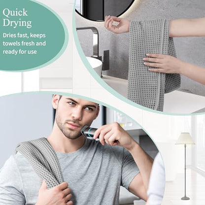 Microfiber Waffle Hand Towels, 2 Pieces, Soft, Absorbent, Fast Drying, Lint Free 430 GSM (Silver) - color: Silver