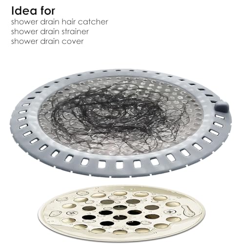 Seatery 2PCS Shower Drain Hair Catcher, Shower Drain Strainer, Stainless Steel with Silicone Edging, 4.75 Inch Diameter - color: Silver