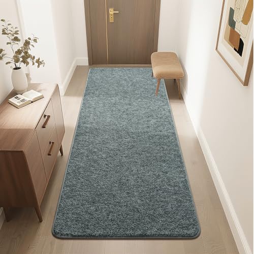 2x6 Runner Rug for Bedroom, Washable Non Slip Entryway Rugs for Hallway Kitchen Living Room, Small Area Throw Rugs Memory Foam Indoor Carpet for Teen Kids Nursery Dorm Decor, Grey Green - color: Grey Green-white, size: 2x6Feet