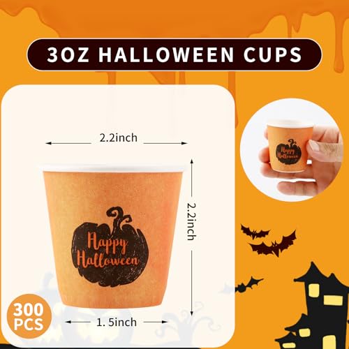 Tamone 300 Pack Halloween Cups 3 oz Bathroom Cups, Small Mouthwash Cups, 3 oz Paper Cups Disposable,3oz Orange Paper Cups for Party, Picnic, BBQ, Travel, Home and Event - color: Orange