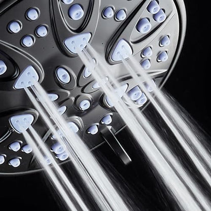 AquaDance Antimicrobial – Anti-Clog High-Pressure 6-Setting Shower Head with Microban Nozzle Protection from Growth of Mold, Mildew & Bacteria for Stronger Shower! 4" Sunset Blue - color: Matte Black / Sunset Blue Jets, style: 2.5 Gallons Per Minute