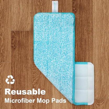 JOYMOOP Flat Mop, Microfiber Floor Cleaner with 60" Long Handle and Flexible 13" Head, Grey & Cyan Blue - color: Grey & Cyan Blue, size: 60" Mop with 13" Mop-head