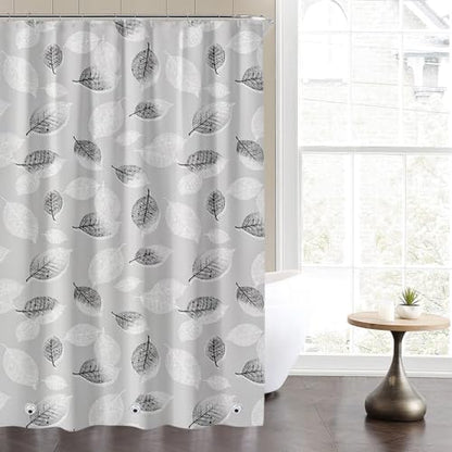 Plastic Shower Liner - Premium PEVA 4G Shower Curtain Liner with Rustproof Grommets and 3 Weighted Magnets, Waterproof Shower Curtains for Bathroom (Black and White Leaf) - color: Black and White Leaf, size: 71"W x 71"L (Pack of 1)