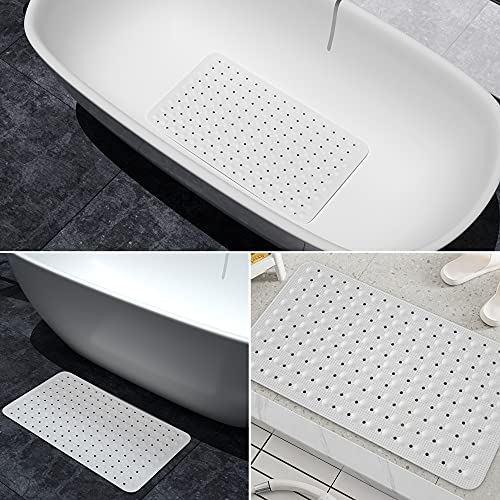 JOYCANO Bath Mat for Tub Non Slip, Shower Mat Bathtub Mat Non Slip, Natural Rubber no Plastic Odors Perfect for Baby and Elder, Tub Mat with Suction Cups, Machine Washable, 28 X 16 inches, White - color: White With Drain Holes