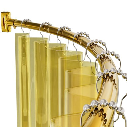 AmazerBath 20-84 Inches Arched Curved Shower Curtain Rod, Heavy Duty Shower Rod Rust Proof Bathroom Curtain Rod, Adjustable Telescoping Design Easy Segmented Installation, Need to Drill, Gold - color: Gold