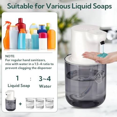 2 Pack Automatic Soap Dispenser, Touchless Automatic Liquid Soap Dispenser, Electric Wall Mounted Dispenser, 13.5oz/380ML USB Rechargeable with 4-Level Adjustment for Bathroom, Kitchen & Office - color: White, size: Liquid