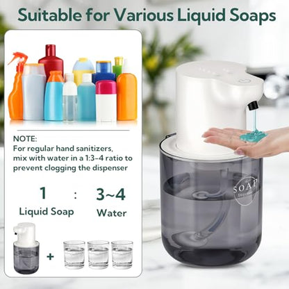 2 Pack Automatic Soap Dispenser, Touchless Automatic Liquid Soap Dispenser, Electric Wall Mounted Dispenser, 13.5oz/380ML USB Rechargeable with 4-Level Adjustment for Bathroom, Kitchen & Office - color: White, size: Liquid