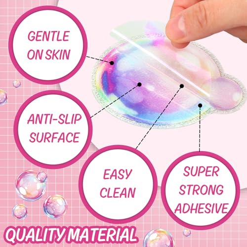 Whaline 30Pcs Bubble Non Slip Bathtub Stickers Adhesive Applique Decal Under the Sea Cartoon Bubble Shell Jellyfish Anti Slip Shower Tread with Scraper for Summer Bathroom Floor
