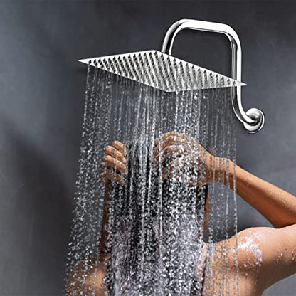 Rain Shower Head - 10 Inch High Pressure Shower Heads 304 Stainless Steel Ultra Thin Square Showerhead Pressure Boosting Design, Ceiling or Wall Mount