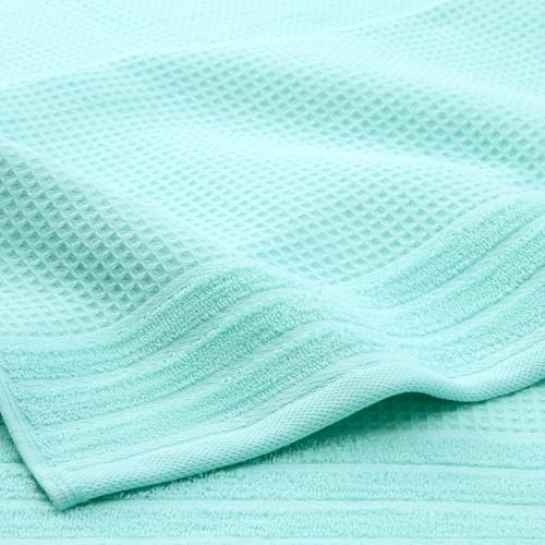 Town & Country Basics Waffle Cotton Washcloth Set, 4-Pack 13x13, Mint Blue - color: Mint Blue