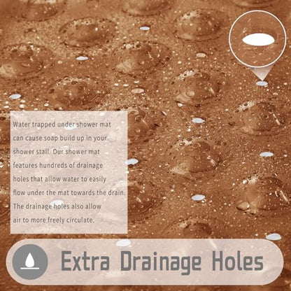 Yimobra Shower Mat 21X21 Inch Square, Non Slip Bathtub Mat with Large Suction Cups&Drain Holes, Fast Dry Shower Stall Mats for Inside Shower, Machine Washable BPA-Free, Bath Essentials,Clear Brown - color: Clear Brown, size: 21 x 21 inches
