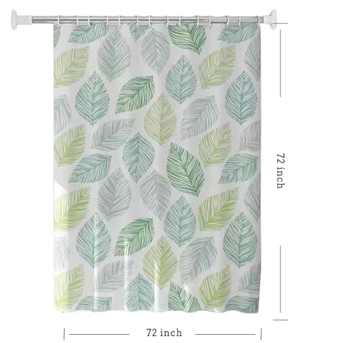 TIKABC Shower Curtain Liner, 4G PEVA Banana Leaves Shower Liner, Plastic Waterproof Shower Curtains, 72x72 inch with Grommet Holes 3 Magnetic Weights - color: Banana Leaves