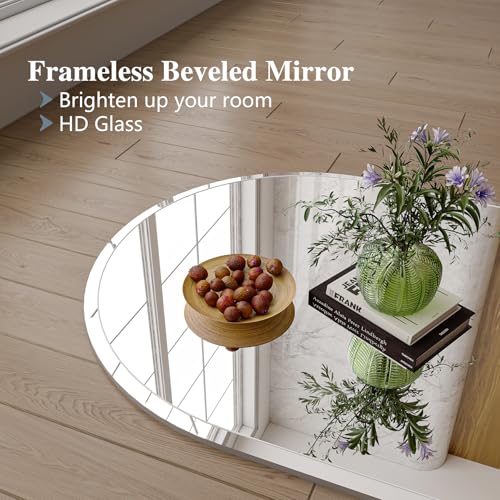 Frameless Bathroom Mirror, 22"x30" Beveled Arched Vanity Mirrors | Frameless, 15mm beveled edge, 5mm HD glass, shatterproof, anti-rust, french cleat, for bathroom/bedroom/entryway - size: 22"L x 30"W