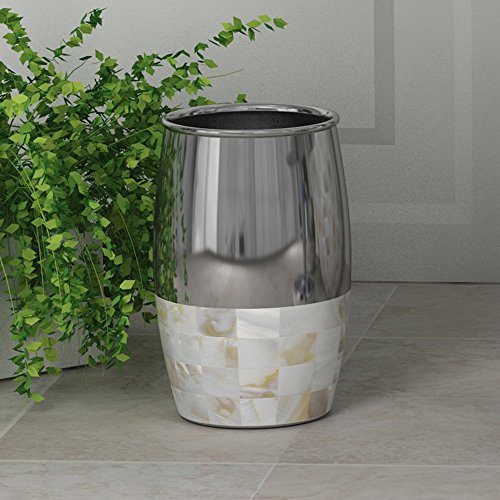 nu Steel Jakarta Collection Bathroom Tumbler, Decorative Holder, Rinse Cup for Water,Tumblers for Mouthwash-Rinsing, Metal with Mother of Pearl Finish.