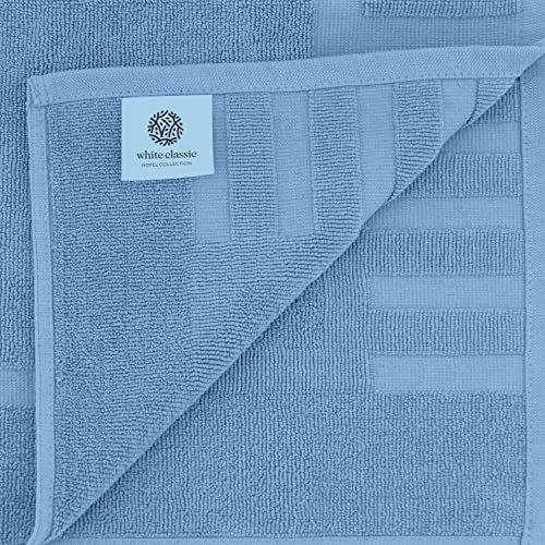 White Classic Luxury Bath Mat Floor Towel Set - Absorbent Cotton Hotel Spa Shower/Bathtub Mats [Not a Bathroom Rug] 22"x34" | 2 Pack | Light Blue - color: 13: Light Blue