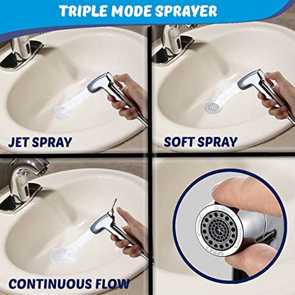 Handheld Bidet Sprayer for Toilet - Triple Mode Spray: Cloth Diaper Washer, Jet Spray & Gentle Stream | Premium Adjustable Hose Sprayer Attachment for Muslim Shower Shattaf | Portable Bidet Included - color: Sprayer Set
