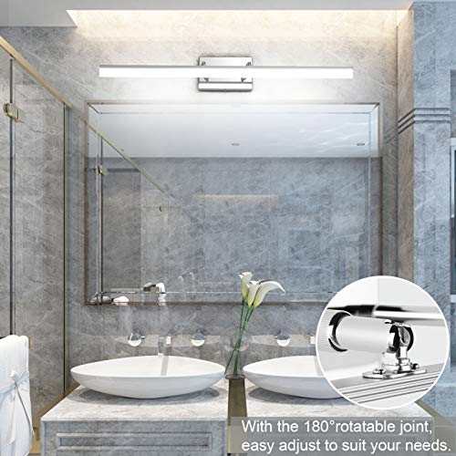 Aipsun 31.5 inch LED Vanity Lights Adjustable Bathroom Light Fixtures Bathroom Lighting Fixture Over Mirror Chrome Modern Vanity Lighting 5500K - color: Chrome, size: 31.5 in