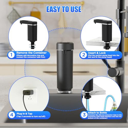 Touch-Free Automatic Dish Soap Dispenser for Kitchen Sink | Plug-in Electric Sink Soap Pump,Leak-Proof Universal Fit with 35" No-Spill Tube Kit, Easy Install Sleek for kitchen& bathroom