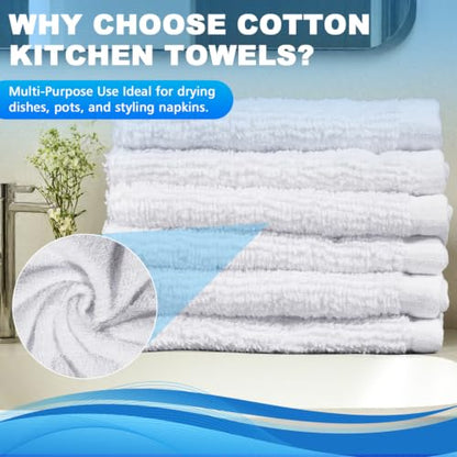6 Pack 100% Cotton Wash Cloth, 12x12 Inch Highly Absorbent and Soft Feel Fingertip Towels, Machine Washable Washcloths for Bathroom, Gym, Hotel, Spa and Kitchen, White