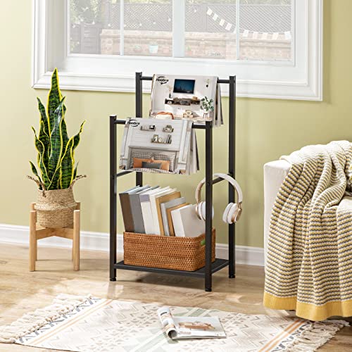 HOOBRO Free Standing Towel Rack for Bathroom, 16.5" L x 9.4" W x 31.5" H, 2 Tier Blanket Rack, Blanket Holder, Drying and Display Rack with Shelf, Black BB02LB01 - color: Black + Black, size: 16.5"L x 9.4"W x 31.5"H