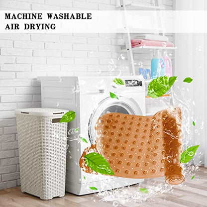 Bathtub and Shower Mats, Extra Long Non-Slip Bath Tub Mat 39 x 16 Inch, Machine Washable Bathmat with Suction Cups & Drain Holes for Bathroom Floor, Clear Brown - color: Clear Brown