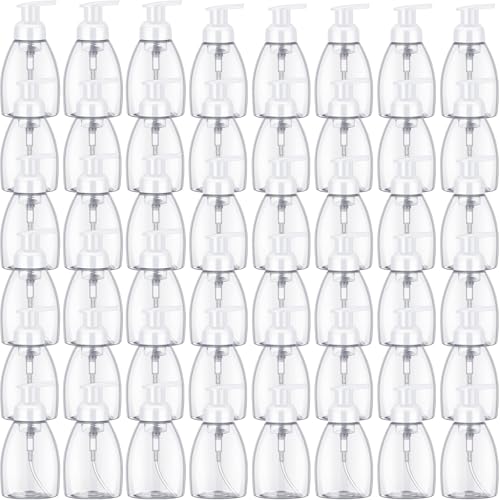 Nuenen 48 Pieces 8oz Foaming Soap Dispenser Refillable Foaming Pump Bottles Bulk Travel Hand Soap Dispenser Plastic Press Bottles Empty Containers for Shampoo Bathroom Commercial(White) - color: White