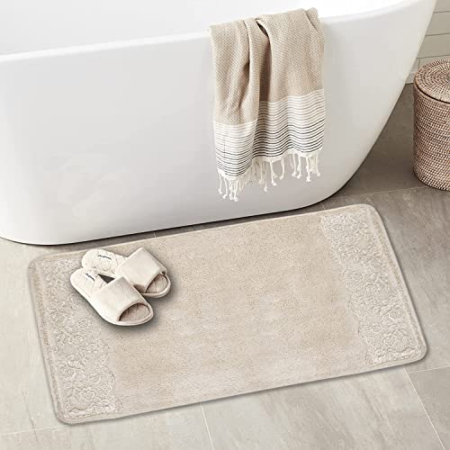 Zahari Home Rose Vine Bathroom Rug Luxury Bath Rug Washable Beautiful Shower Mat Unique Design Stylish Beige Bath Bath Rug Shower Tub Decor - color: Rose Vine, style: Bath Rug