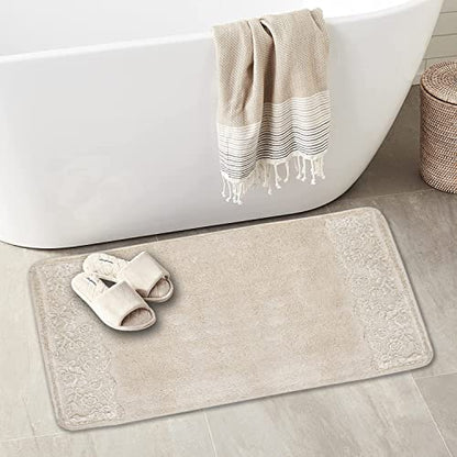 Zahari Home Rose Vine Bathroom Rug Luxury Bath Rug Washable Beautiful Shower Mat Unique Design Stylish Beige Bath Bath Rug Shower Tub Decor - color: Rose Vine, style: Bath Rug