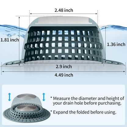 Aluvor Shower Drain Hair Catcher Bathtub Drain Cover Sink Drain Protector | Bathroom Sink & Bathtub Drain Strainer for Pop-Up & Regular Drains, Silver Greyish Blue - color: Silver Greyish Blue