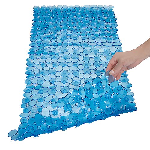 SONGZIMING Pebble Bath Mat for Bathtub to Anti Slip Bathtub Mat in Shower with 16 Inches by 35 Inches (Clear Blue) - color: Clear Blue