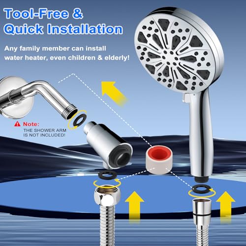 Magnetic Shower Head with Handheld: Filtered High Pressure Rainfall Showerhead for Hard Water - 5” 10-Setting Shower with 72” Hose & Built-in Power Wash Mode for Tub & Pet Cleaning