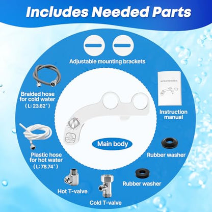 Hot and Cold Bidet Attachment for Toilet, Warm Water Bidet | Dual Nozzle, Self-Cleaning, Adjustable Water Pressure, Feminine & Rear Wash, Ultra-Slim Design, Easy Installation