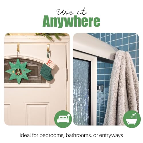 Evelots Over The Door Hooks - 2 Pack - Hangers for Clothes, Towel, Coats, Hats, Handbags - Made of Rubber Coated Steel - Closet, Bathroom, Office - size: 2 Pack, style: Wide Width Door Hooks