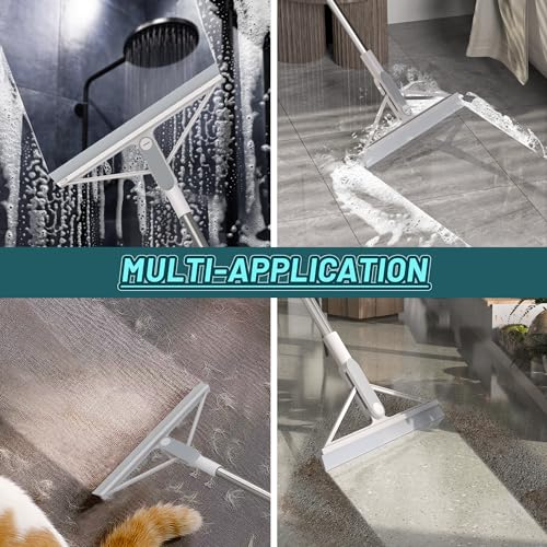 KOLLIEE Floor Squeegee Broom Rubber Window Squeegee for Floor 61" Long Handle Adjustable Floor Wiper for Concrete Tile Shower Bathroom Water