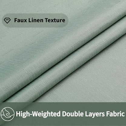 No Hooks Sage Boho Faux Linen Shower Curtain with Snap-in Liner Set, Textured Hotel Luxury Bathroom Curtain with See Through Top Window, Waterproof & Washable, 72x78 inches - color: Sage, size: 72"W x 78"L (Pack of 1), style: No Hooks