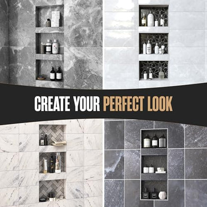 Shower Niche Insert Tile Ready in Wall Shelf Cubby Inserts 12x20 + 12x10 | Houseables Shower Niche, Recessed Bathroom Storage, Recessed Shampoo Caddy, Inset Shelves, Built in Nook, Soap Box, Prefab - size: 12 x 10 inches (ID) & 12 x 20 inches (ID)