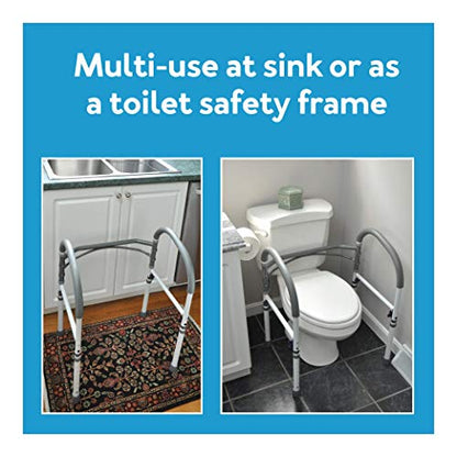 Carex Toilet Safety Rails, Adjustable and Detachable Toilet Safety Frame with Handles for Elderly, Handicap, or Disabled, Heavy-Duty Non-Slip Bathroom Grab Bar, with Padded Handles and Aluminum Frame