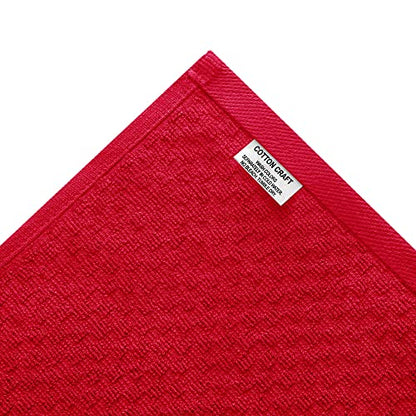 COTTON CRAFT Amazing Kitchen Towels - 8 Pack 100% Cotton Waffle Terry Towel | Red - 16x28 inch Euro Café Waffle Weave Dish Towels - Soft Absorbent Quick Dry Low Lint Reusable Pantry Bar Cleaning Cloth - color: Red, size: 8 Pack