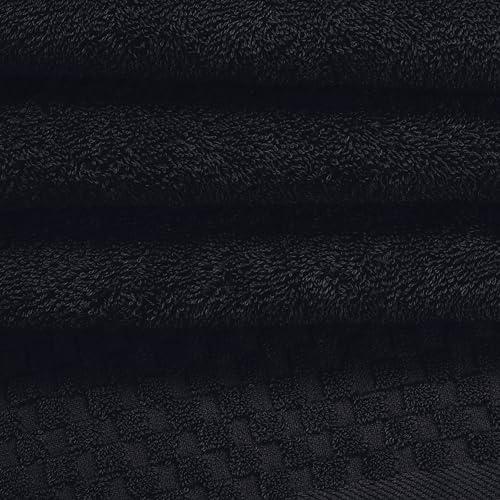 MyOwn Ultra Soft 3 Pack Cotton Towel Set, Contains a Bath Towels 28x55 inch, a Hand Towels 16x24 inch & a Wash Coths 12x12 inch, Ideal Everyday use, Compact & Lightweight - Black - color: Black, size: 3 Pack Set