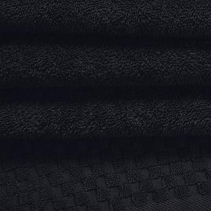 MyOwn Ultra Soft 3 Pack Cotton Towel Set, Contains a Bath Towels 28x55 inch, a Hand Towels 16x24 inch & a Wash Coths 12x12 inch, Ideal Everyday use, Compact & Lightweight - Black - color: Black, size: 3 Pack Set