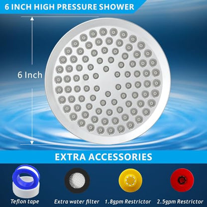 High Pressure Rain Shower Head - High Flow Rainfall Showerhead - Luxury Modern Look - Pressure Boosting Bathroom Shower Heads (6 inches, Chrome) - color: Luxury Chrome