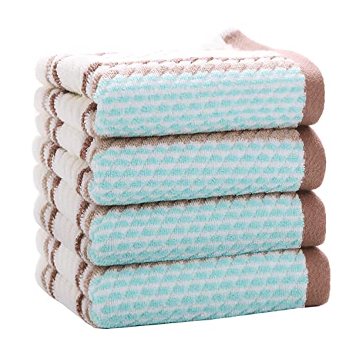 Pidada Hand Towels Set of 4 Striped Pattern 100% Cotton Soft Absorbent Decorative Towel for Bathroom (Brown) - color: 4 Brown, size: 13.4 x 29.5