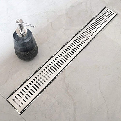 Neodrain 36" Linear Shower Drain with Removable Wave Pattern Grate,Brushed | Professional Brushed 304 Stainless Steel Rectangle Shower Floor Drain Manufacturer,with Leveling Feet, Hair Strainer - size: 36 In