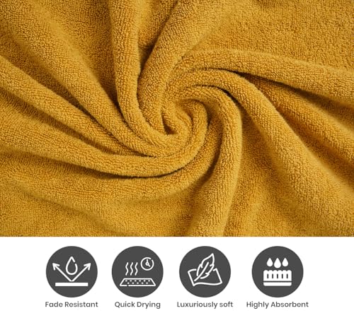 ELITE 4 Pack Luxury Jacquard Bath Towel Set – 100% Cotton, 600 GSM Ultra Soft & Absorbent Towels – Elegant Floral Pattern – 4 Large Bath Towels 27"x54" for Bathroom, Gift Spa & Hotel (Antique Gold) - color: Antique Gold