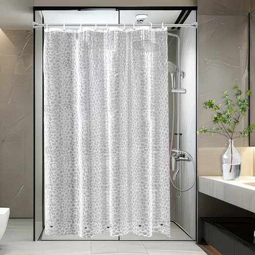 AooHome 54x72 Inch Stall Shower Curtain Liner, EVA 3D Water Cube Narrow Shower Curtain, Water Repellent Shower Liner, Heavy Duty, Semi Transparent - color: Multi Translucent, size: 54"W x 72"L (Pack of 1)