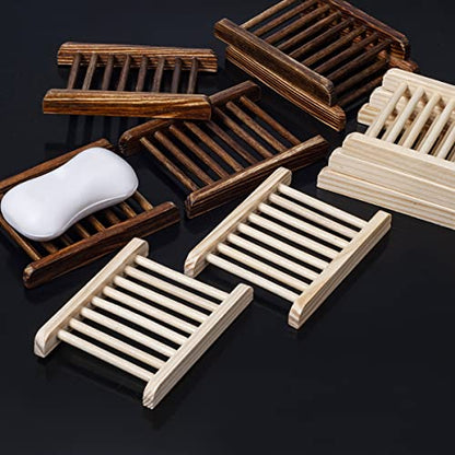 Ru S 10 Piece Home Bamboo Wood Soap Holder, Bathroom Wooden Soap Case, Hand Craft Bathtub Shower Dish Accessories (Charcoal and Wooden) - color: Charcoal and Wooden-10 Pcs