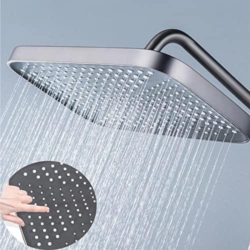 Thermostatic Shower System Exposed Shower Faucet Set Wall-Mounted Bathroom Shower Fixture with Rain Shower Head,3 Mode Handheld Shower,Height Adjustable Shower Rail Set (Gray) - color: Gray